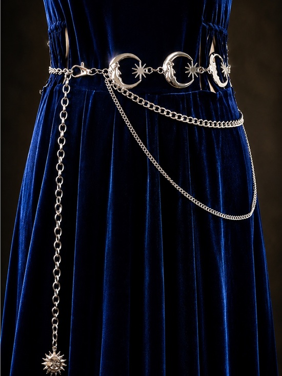 Anthropologie Accessories - Silver tone Celestial Moon & Star Chain Belt